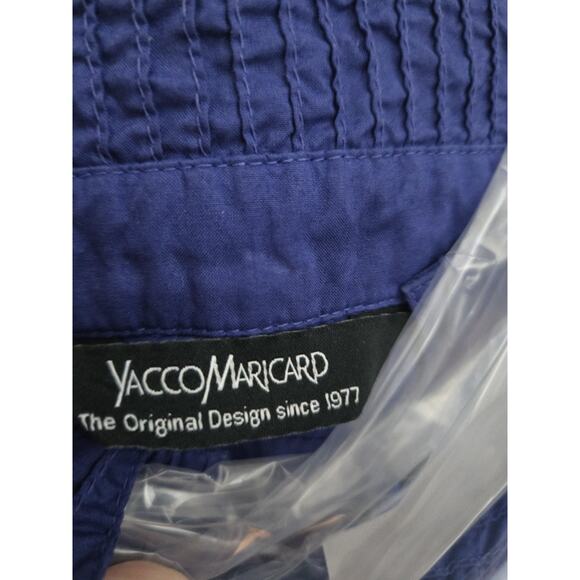 Yacco Maricard Pintucked Asymmetric Hem Boxy Cotton Button Down Blouse Sz 2 M/L - Picture 6 of 14